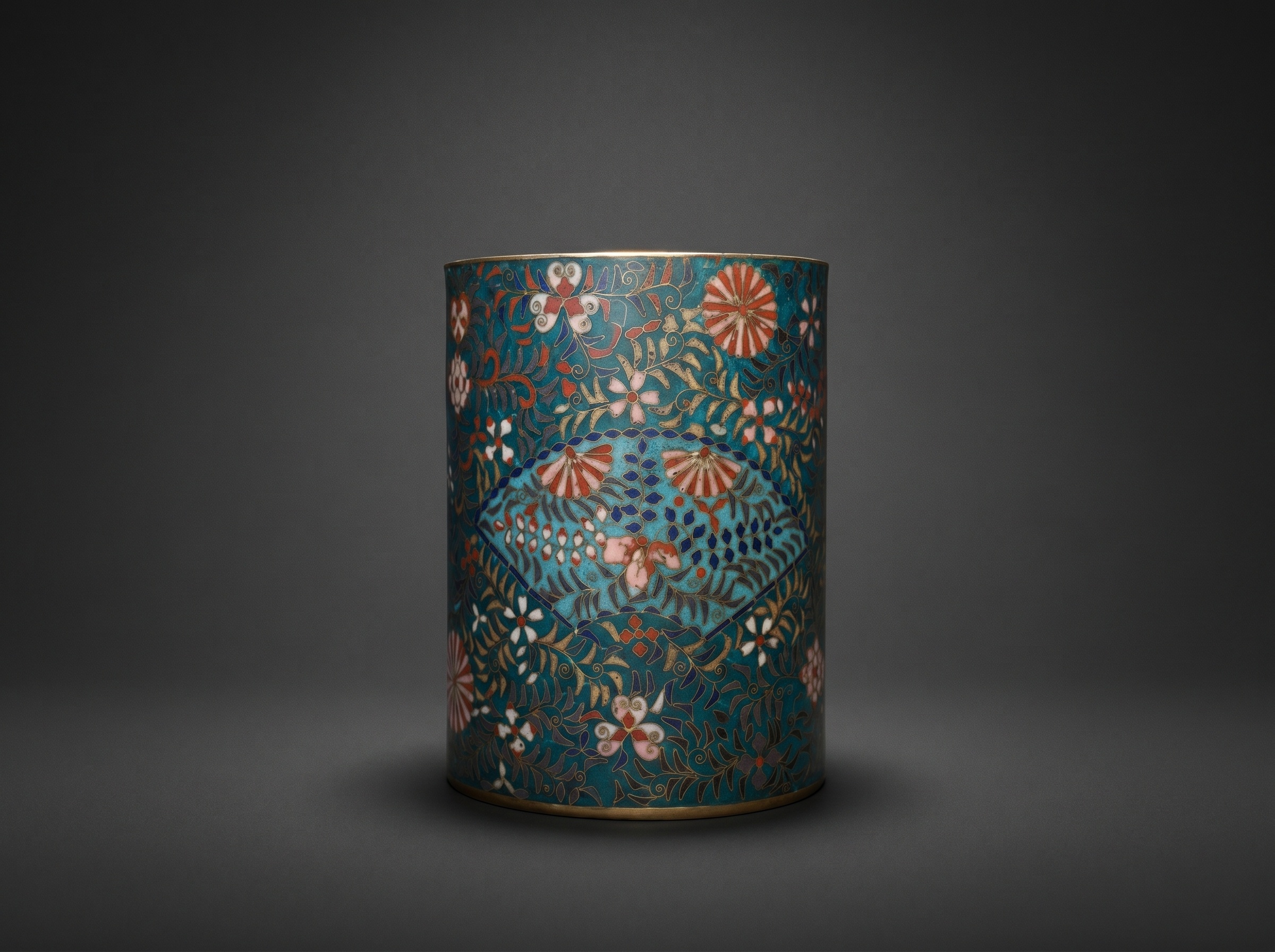 Rare Cloisonne Enamel Paint Brush Sleeve. Late Edo period. Circa 1860.