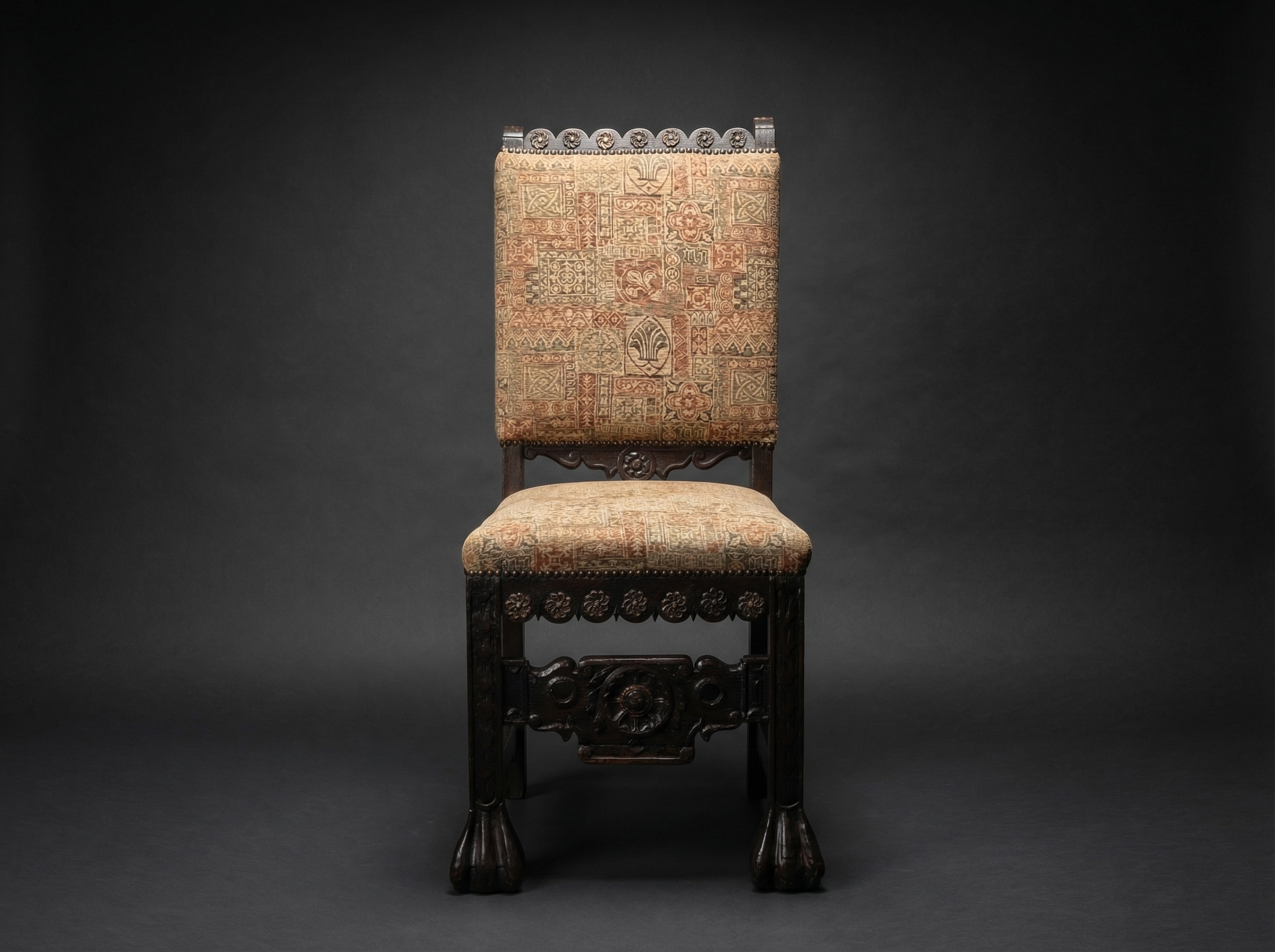 Rare Large Gothic Carved Chair. Circa 1800.