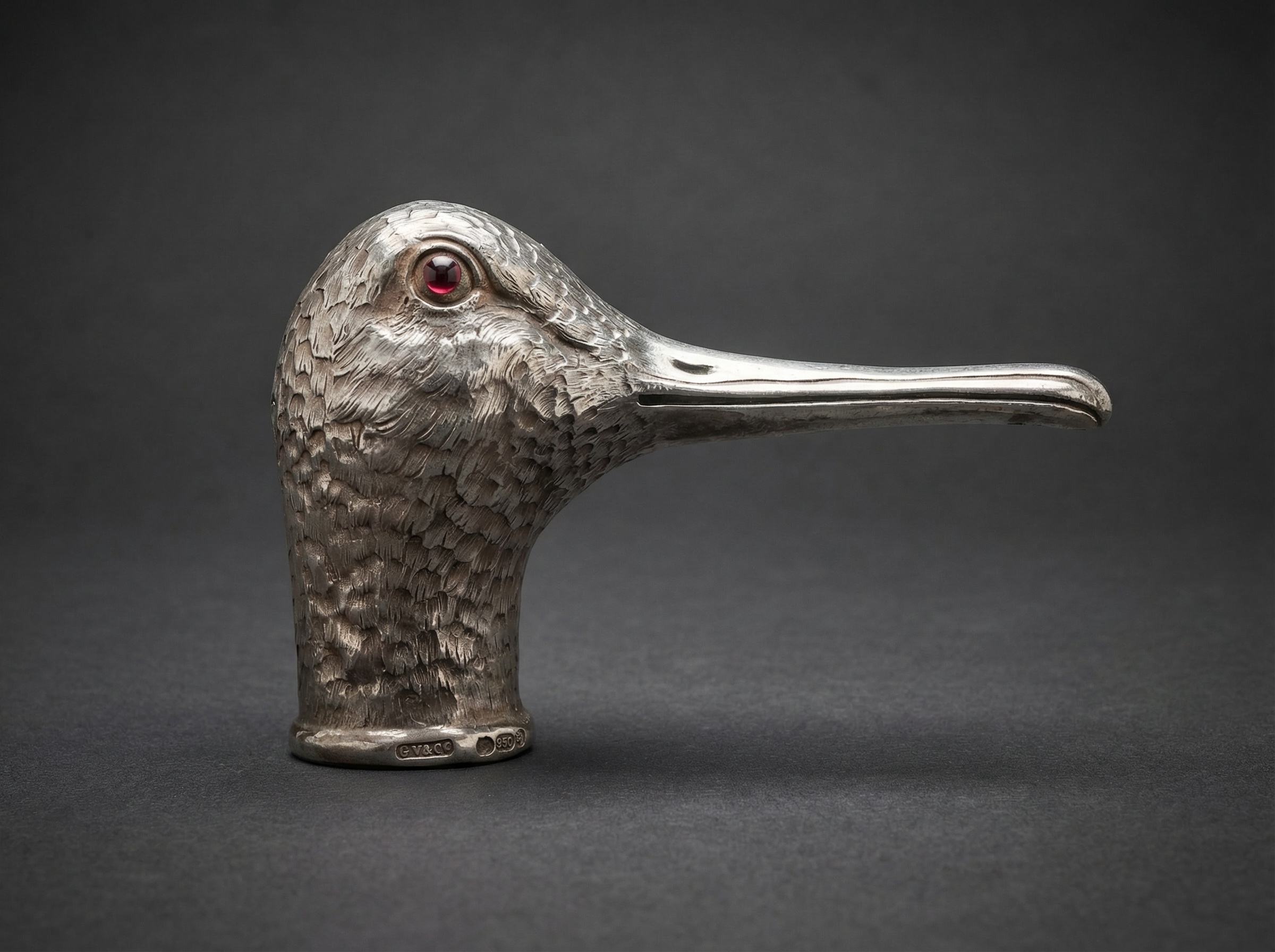 Rare Silver Parasol Handle retailed by Asprey. 1909