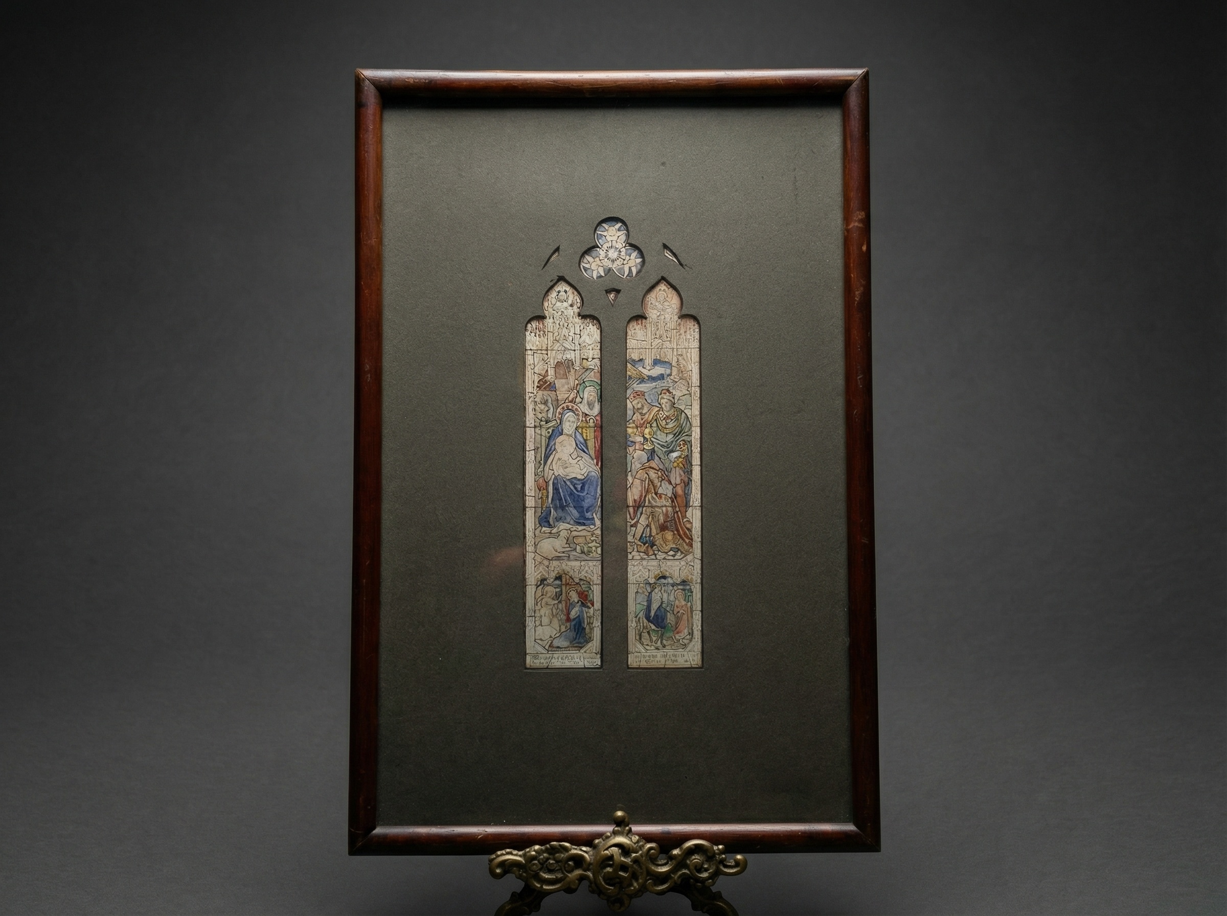 Rare Stained Glass Watercolour / Ink Drawing, William Pape. Circa 1900.