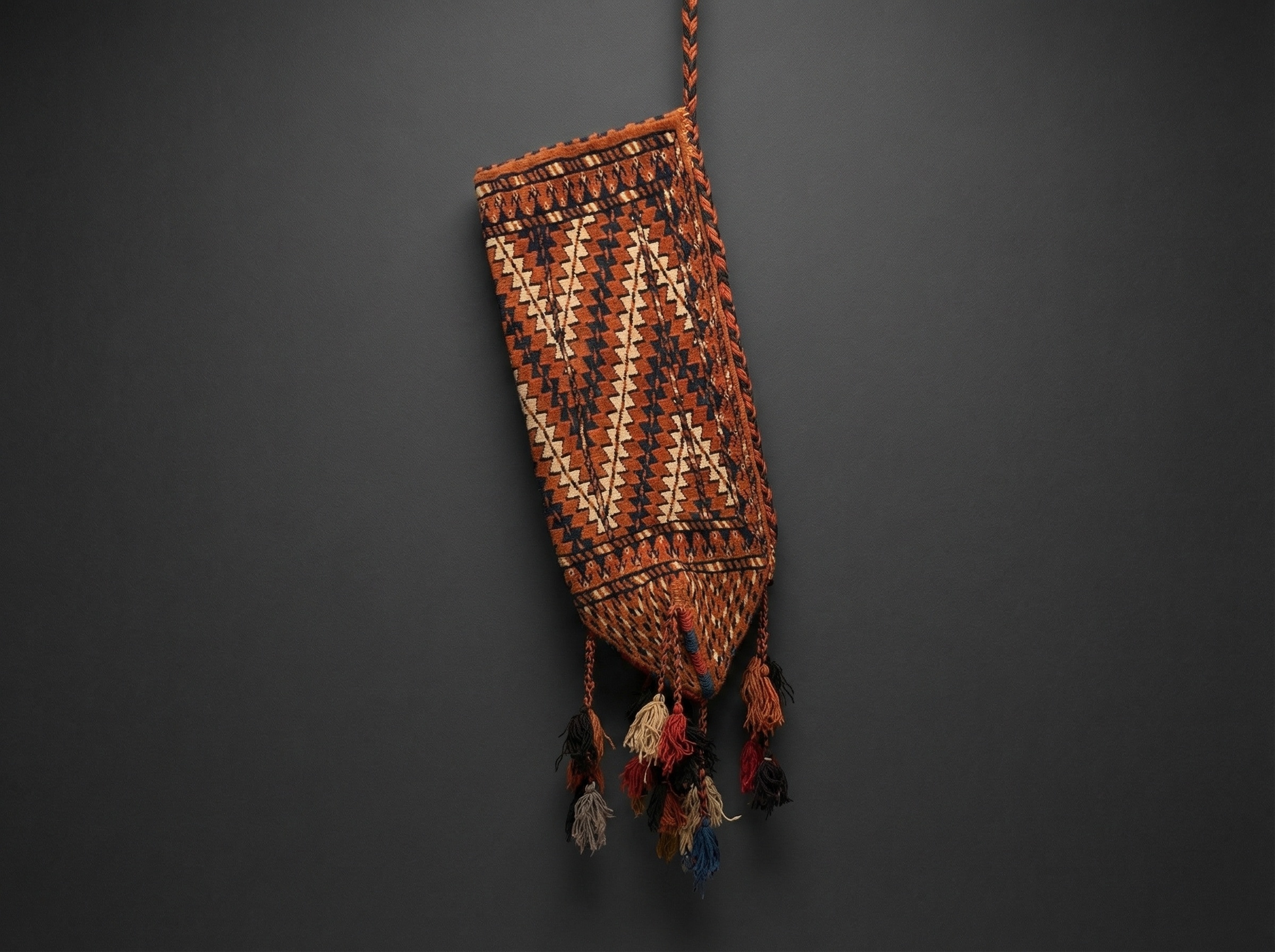 Rare Turkoman Okbash - Tent Pole Bag. Circa 1890