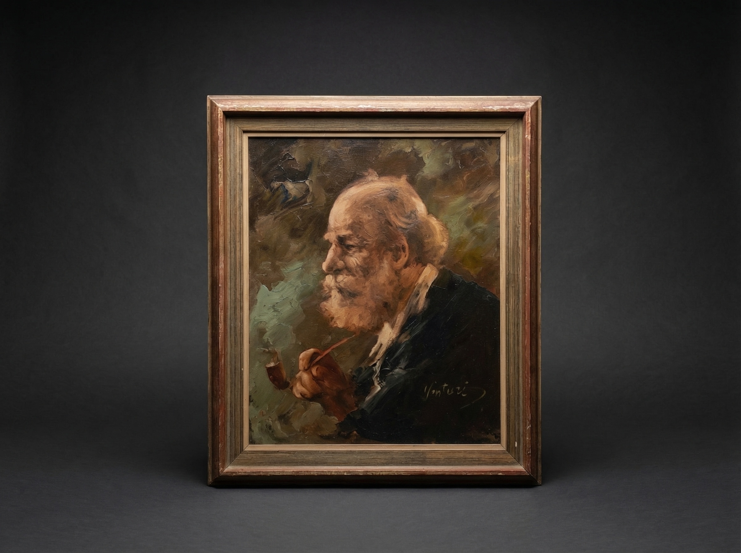 Roberto Venturi (1846 - 1883). Oil Painting on Canvas.
