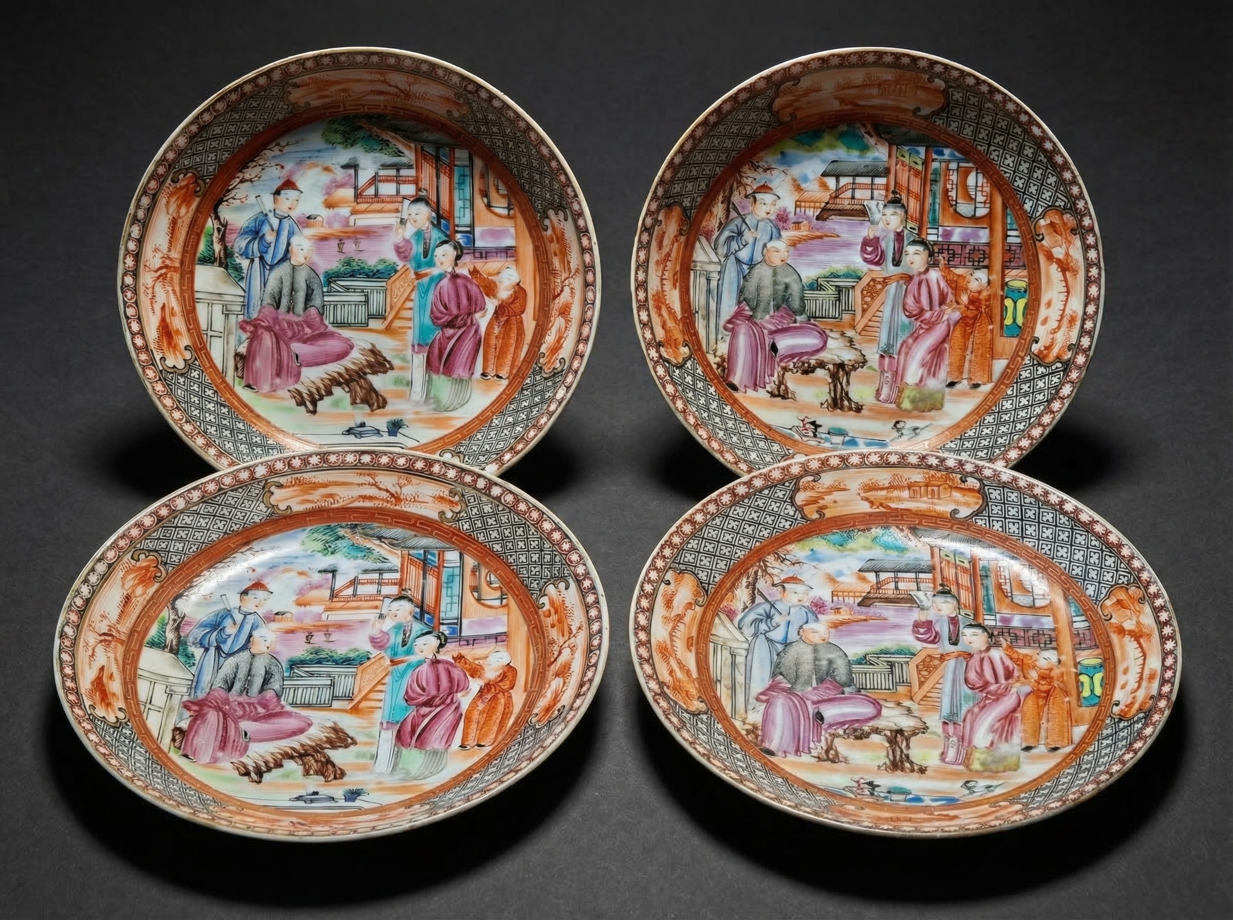 Fine Pair Chinese Export Porcelain Saucers. Qing Dynasty, Qianlong. 1736 - 1795.