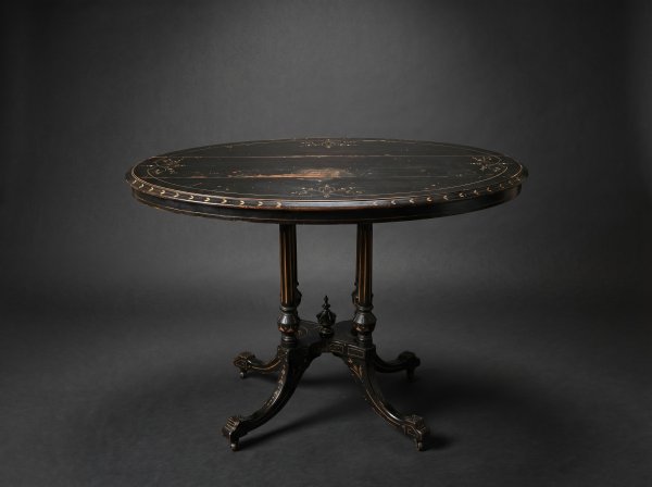 Aesthetic Movement Ebonised Mahogany Oval Side Table. c1900