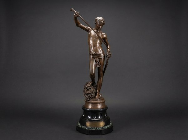 Bronze Statue of David and Goliath - Antonin MERCI� - "David Vainqueur". 1880.