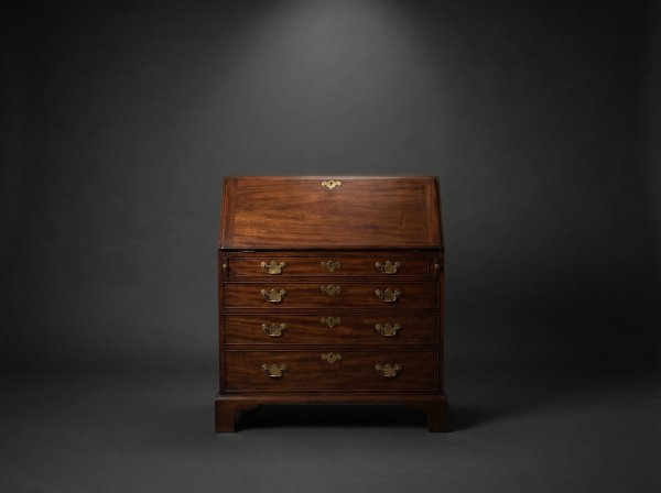 Exceptional George II Solid Red Walnut Writing Bureau. Circa 1750.