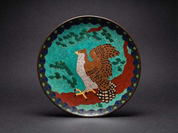 Japanese Cloisonne Enamel Dish (20cm) - Tsumi. Circa 18u0.