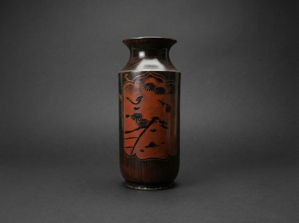 Japanese Porcelain Vase with Lacquer Over-Paint. Circa 1880.