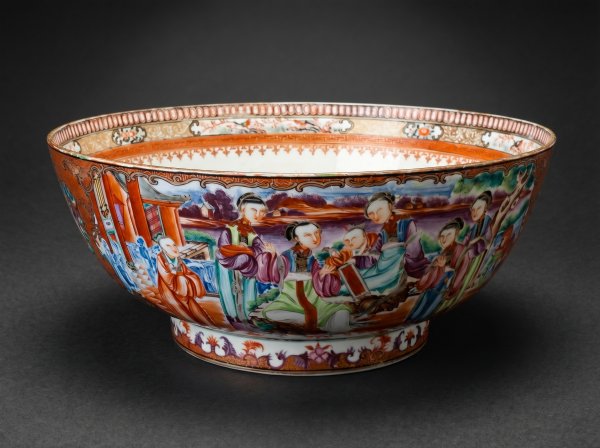 Large Chinese Export porcelain Punch Bowl. Qing Dynasty, Qianlong Period. 1736 - 1795.