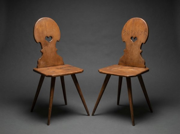 Matching Pair Tyroleon Swiss Mountain Folk Chairs