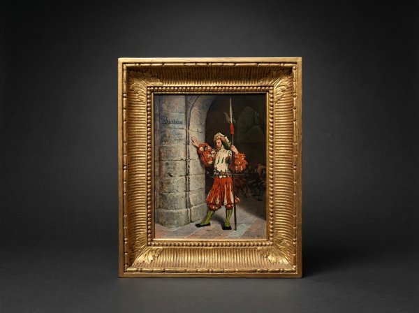 PAUL LEON JAZET (1848-1918); oil on panel ''Bachhaus'' (Bakehouse) / Pikeman. 1874.