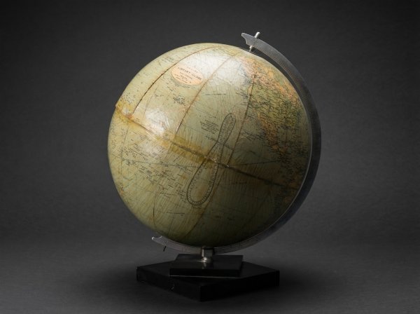 Philips Library globe, on a stepped plinth. 1950s.