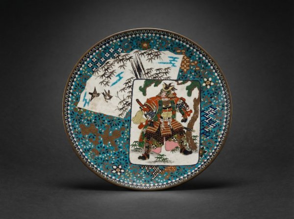 Rare Fine Japanese Cloisonne Enamel "Samurai " Plate. Circa 1890.