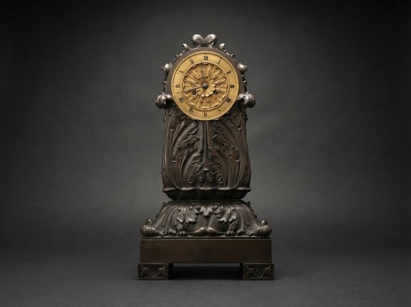 Rare Gothic French Empire "Ravrio" Bronze / Ormolu Mantle Clock. Circa 1820s.
