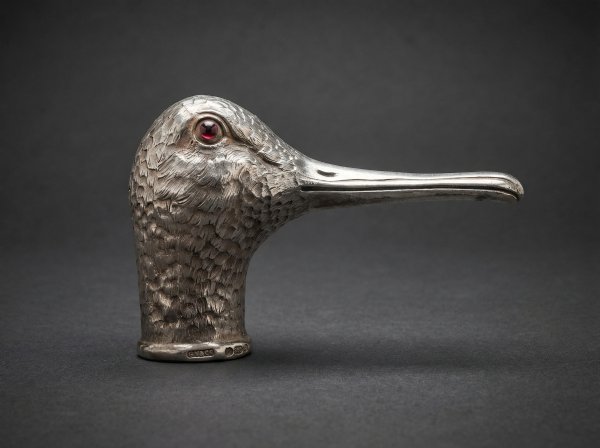 Rare Silver Parasol Handle retailed by Asprey. 1909