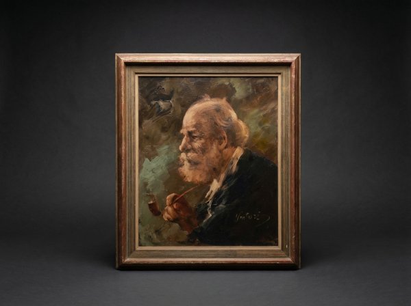 Roberto Venturi (1846 - 1883). Oil Painting on Canvas.