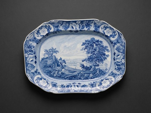 Staffordshire Blue and White Meat Platter. Circa 1820.