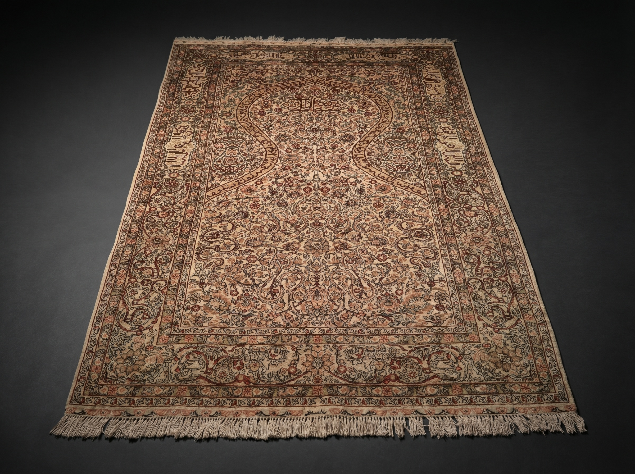 Vintage Silk Hereke Hand-Knotted Rug. Signed. Circa 1970.