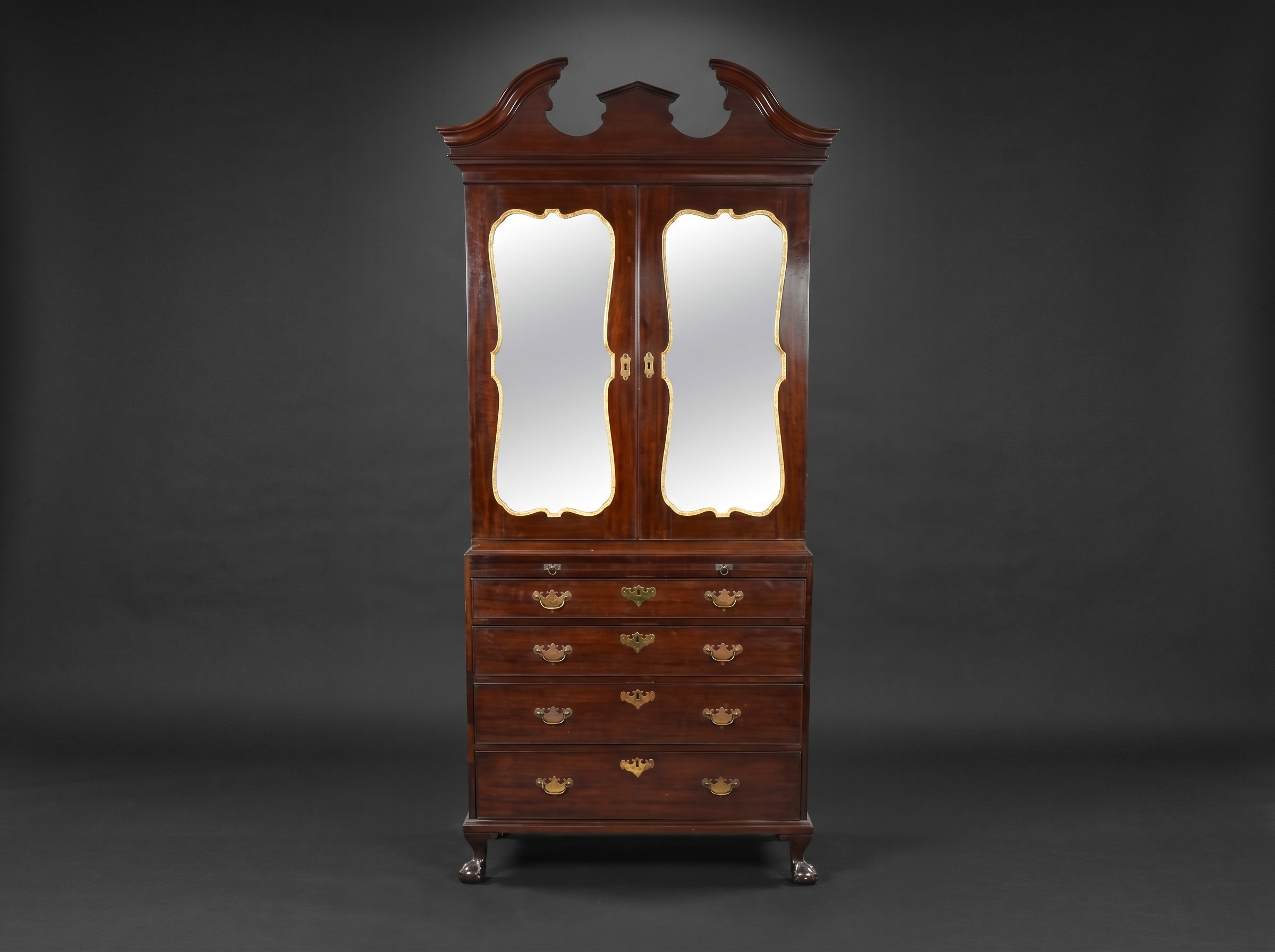 Irish George II Mahogany Secretaire Cabinet