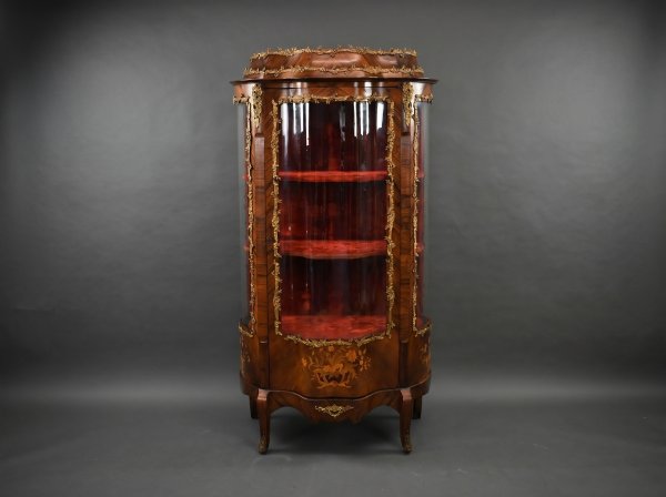 19th Century French Walnut & Ormolu Mounted Vitrine Cabinet