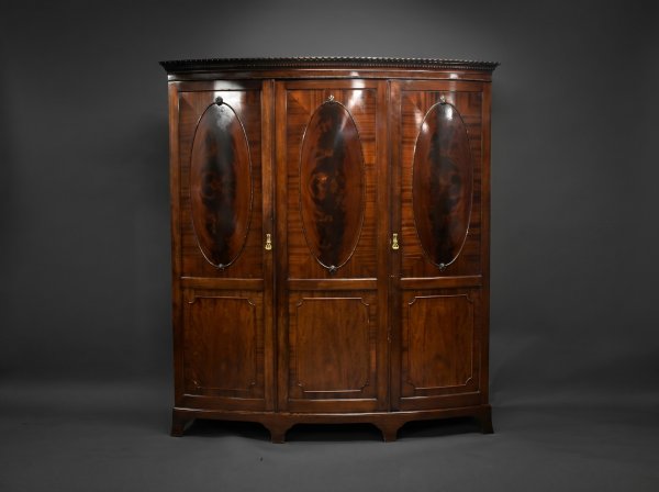 Edwardian Flame Mahogany Bow Front Wardrobe