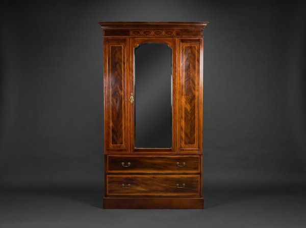 Edwardian Inlaid Mahogany Wardrobe