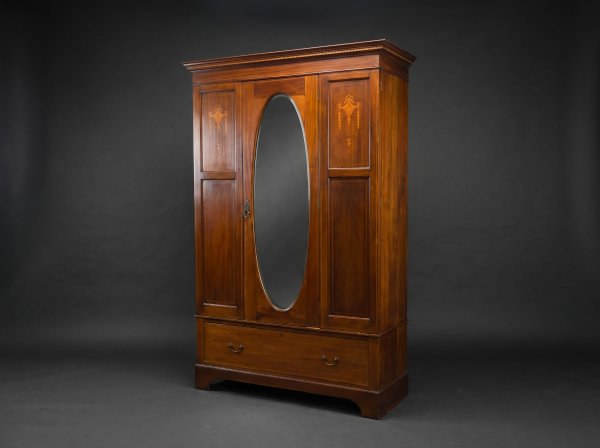Edwardian Inlaid Mahogany Wardrobe