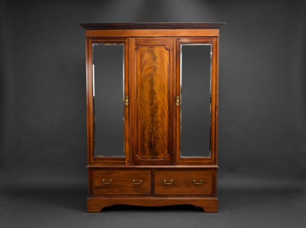 Edwardian Mahogany Triple Wardrobe
