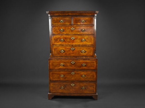 George II Burr Walnut Chest on Chest