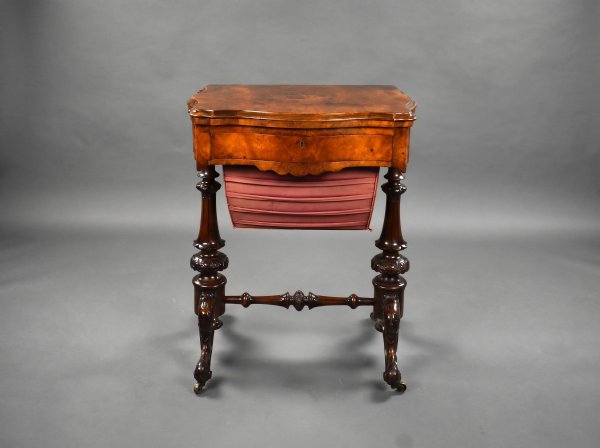 Victorian Burr Walnut Games / Work Table