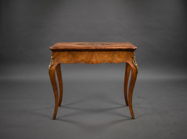 Victorian Burr Walnut Marquetry Inlaid Card Table