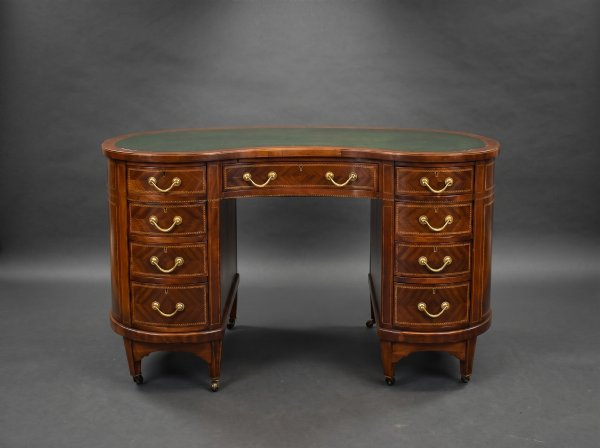Victorian Mahogany Kidney Shaped Desk by Wolfe & Hollander