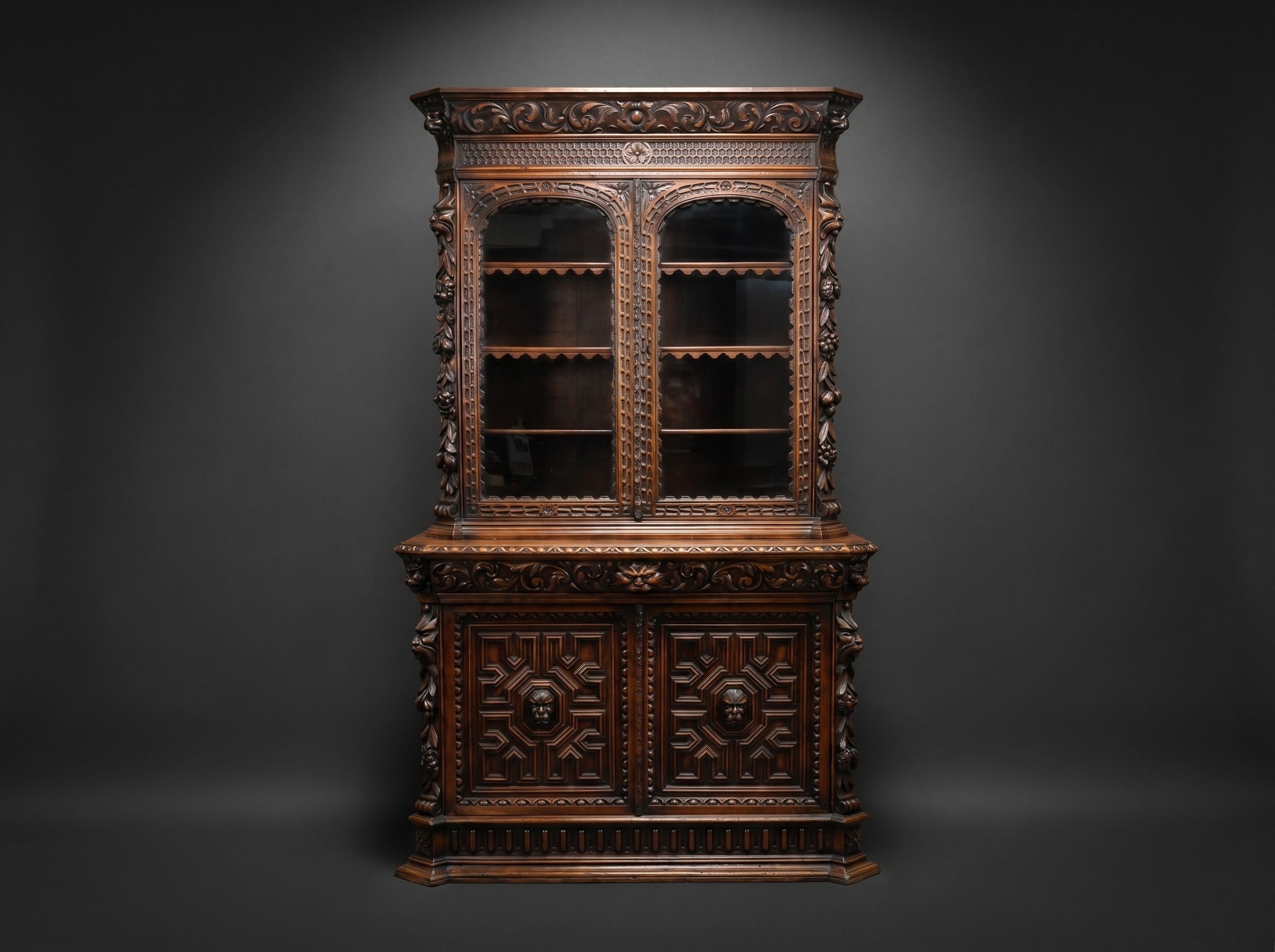 Victorian Carved Oak Bookcase