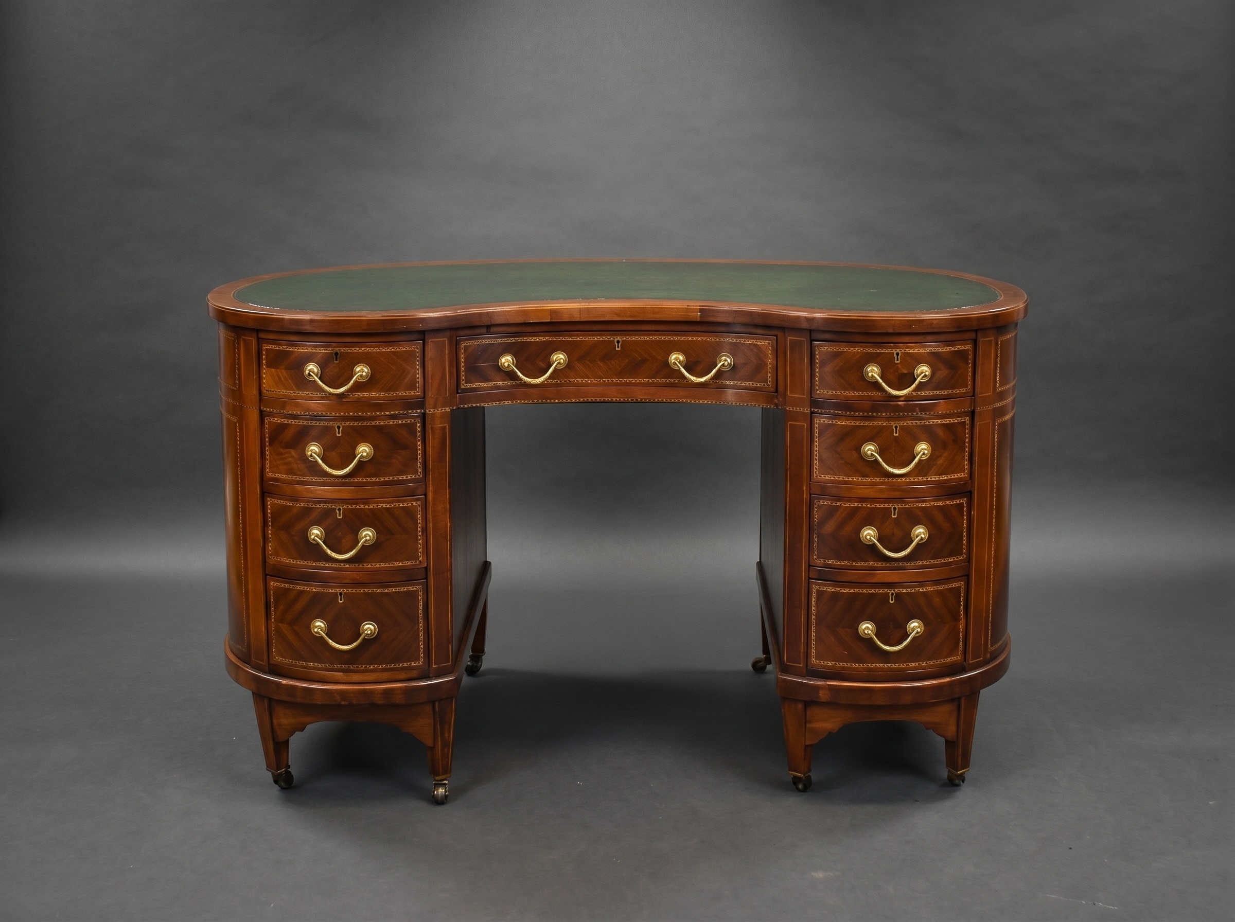 Victorian Mahogany Kidney Shaped Desk by Wolfe & Hollander